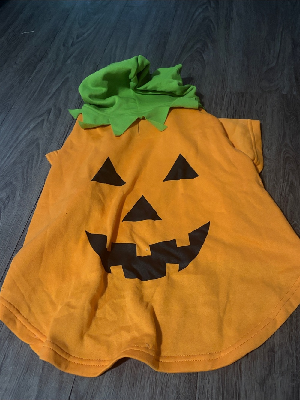 Large Pet Orange Pumpkin Costume with Green Stem Hood